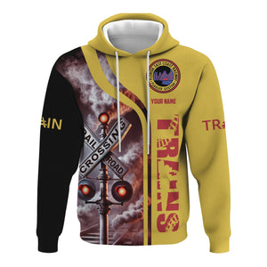 Railspirit Custom Name Florida East Coast Railway Hoodie Railroad Crossing Sign Printed Zip Hoodie