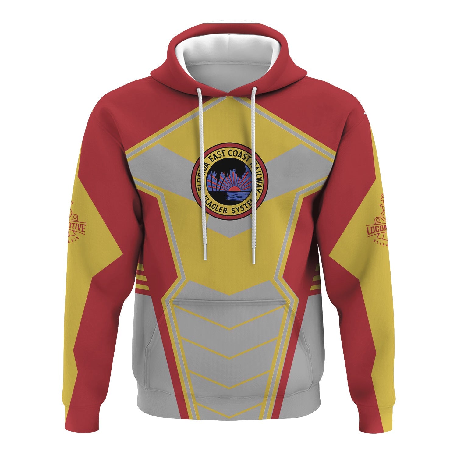 Railspirit Personalized Florida East Coast Railway Hoodie Engine-Inspired Style Train Zip Up Hoodie for Railroad Fanatic