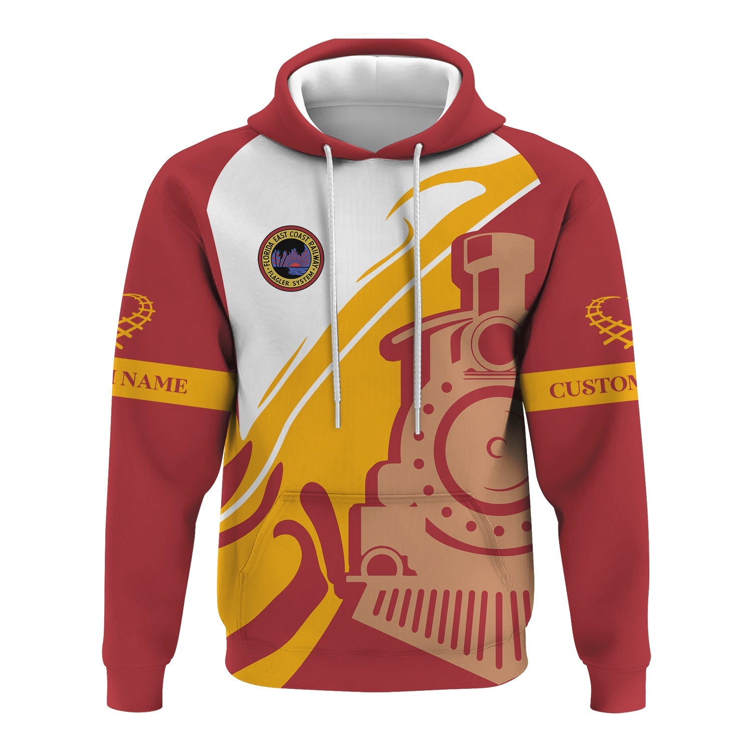 Railspirit Personalized Florida East Coast Railway Hoodie Flame-Inspired Style Zip Up Hoodie Gift Idea For Train Lovers