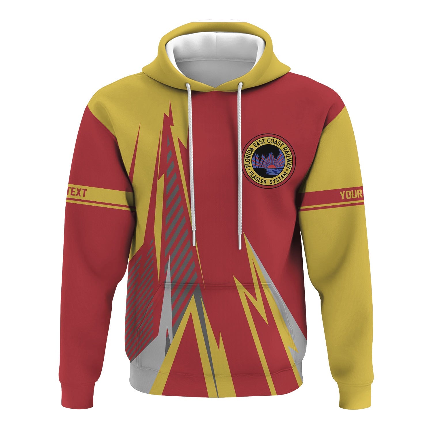 Railspirit Personalized Florida East Coast Railway Hoodie Lightning-Inspired Railway Style Zip Up Hoodie For Train Lovers