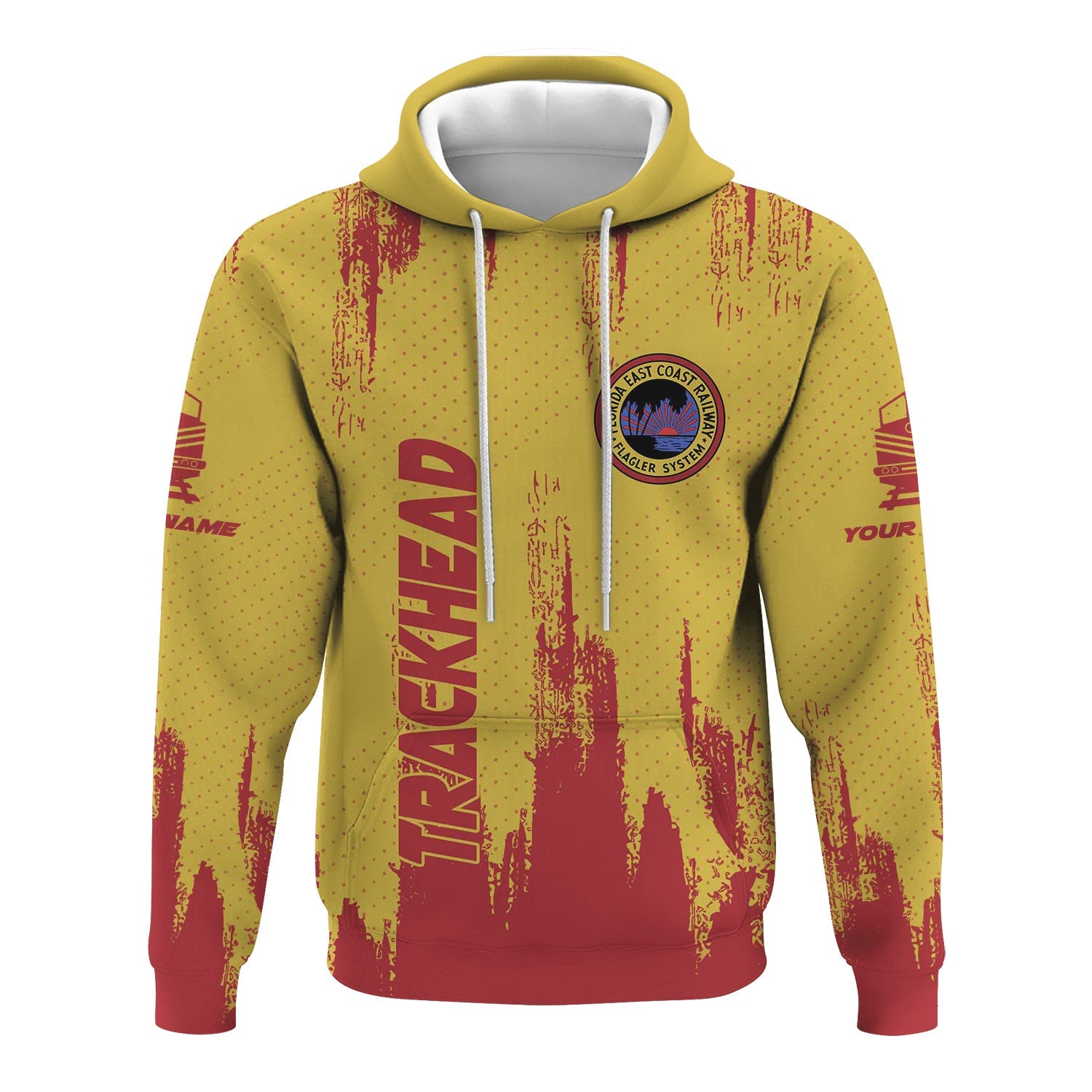 Railspirit Personalized Florida East Coast Railway Hoodie Paint Impact Design Train Zip Up Hoodie for Trackhead