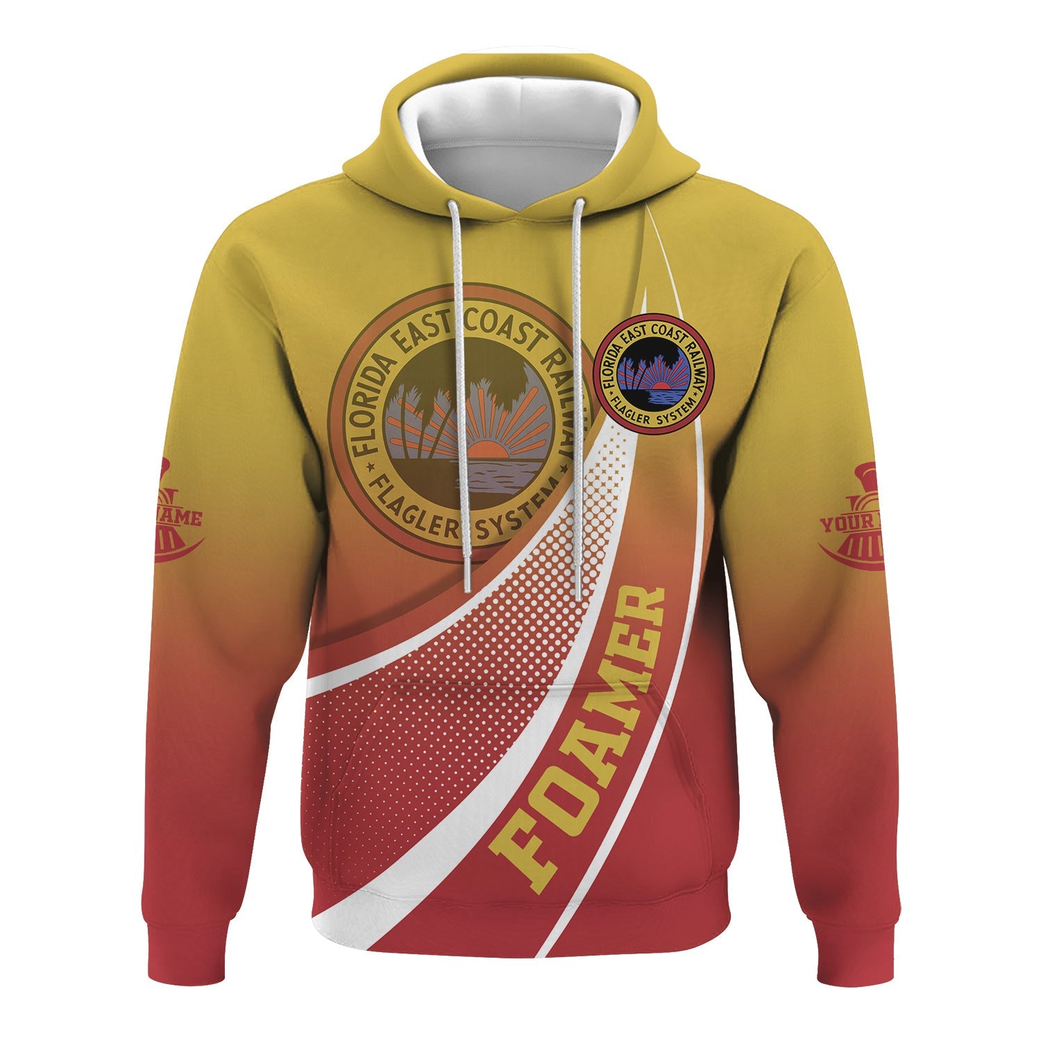 Railspirit Personalized Florida East Coast Railway Hoodie Railway-Themed Style Zip Up Hoodie Gift Idea For Trainspotter