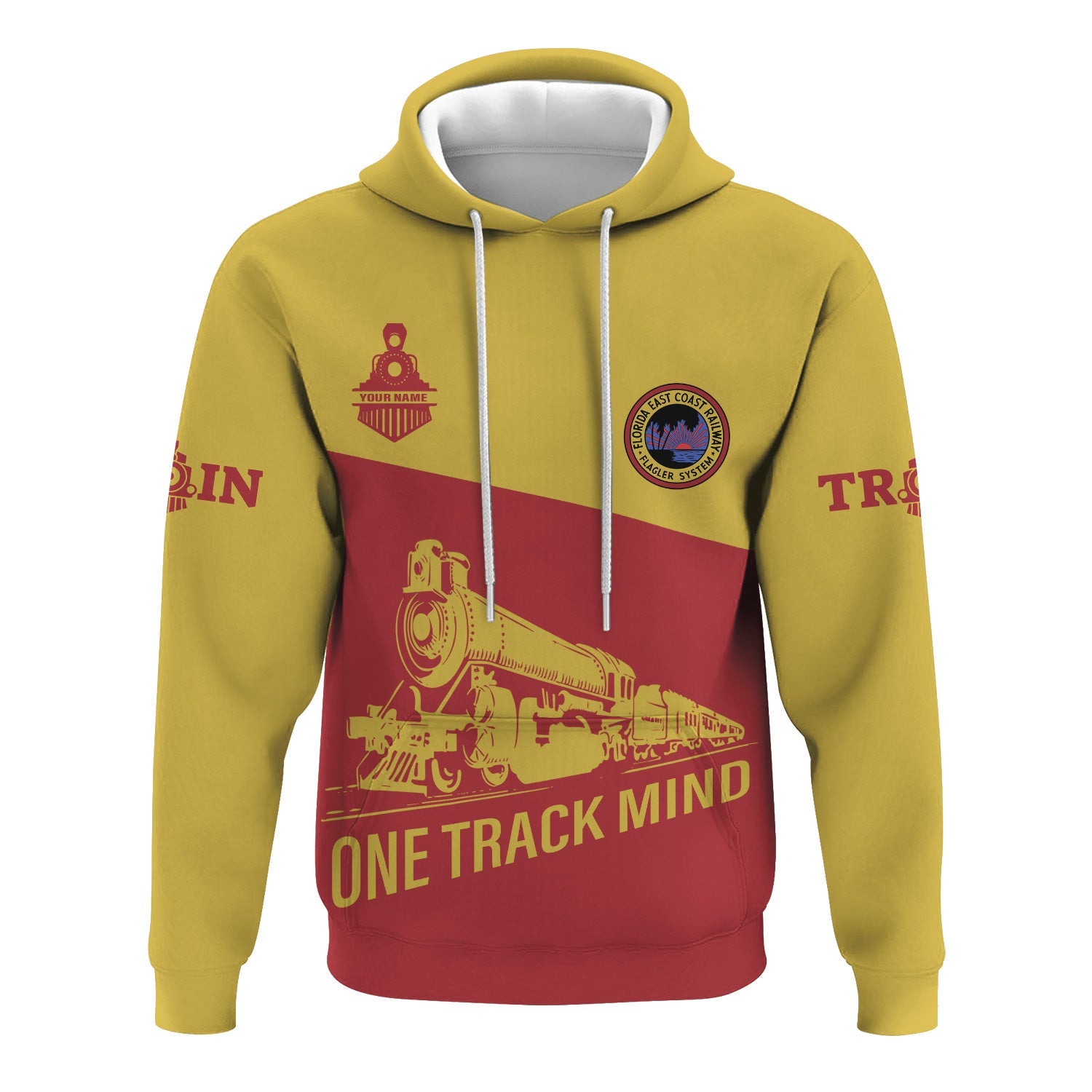 Railspirit Custom Name Florida East Coast Railway Hoodie One Track Mind Printed Zip Hoodie