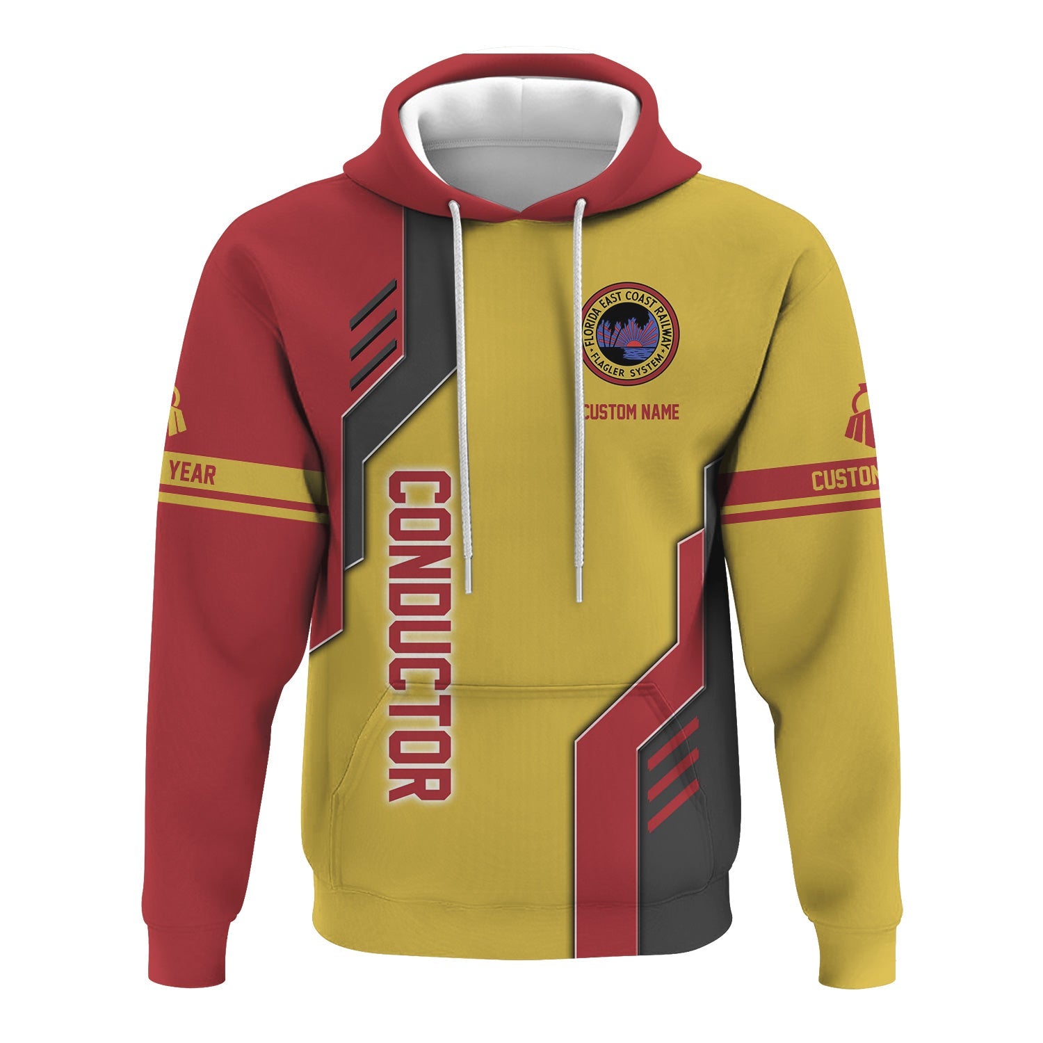 Railspirit Personalized Florida East Coast Railway Hoodie Unique Railway Style with Custom Job Train Zip Up Hoodie