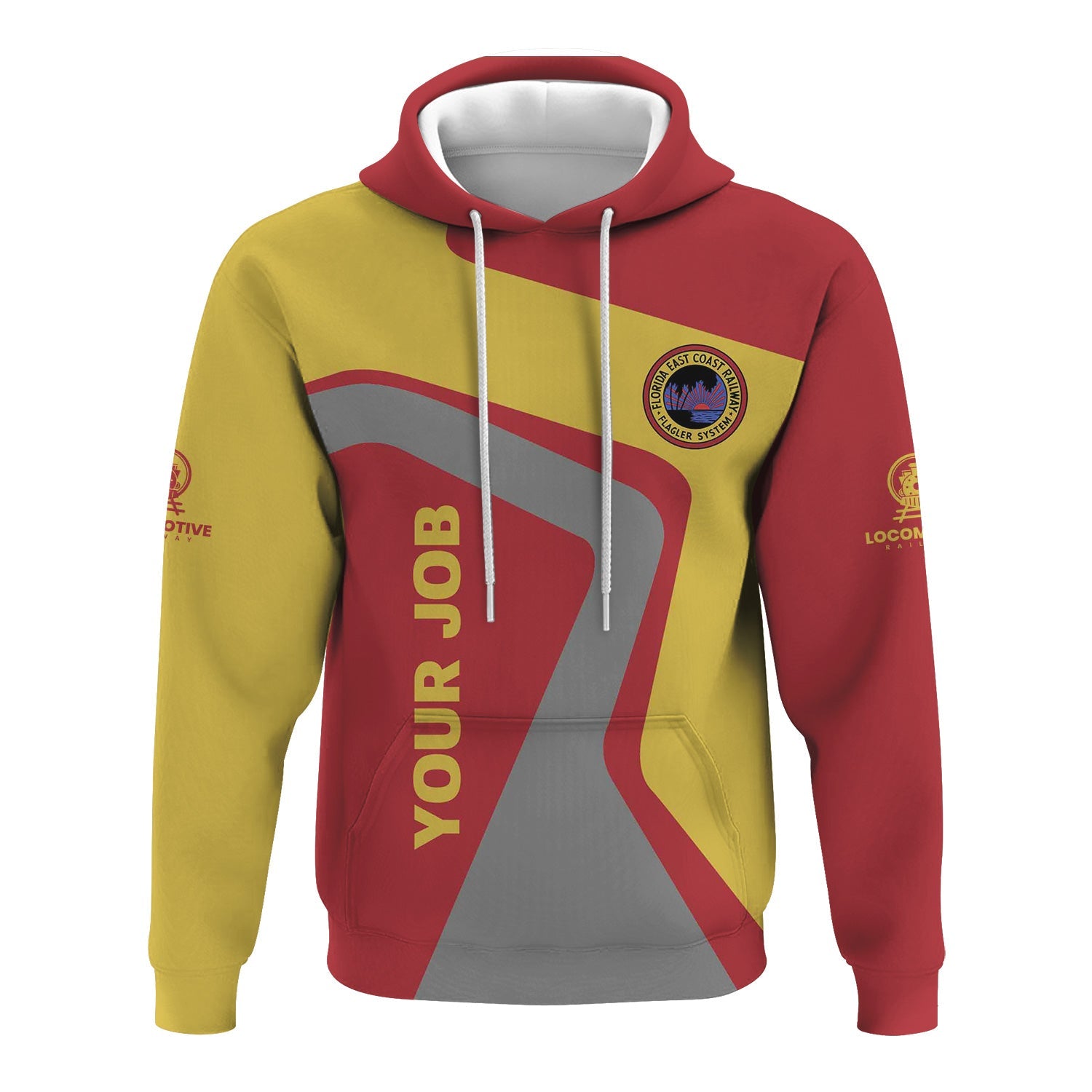 Railspirit Personalized Florida East Coast Railway Hoodie Unique Design with Custom Job Position Train Zip Up Hoodie