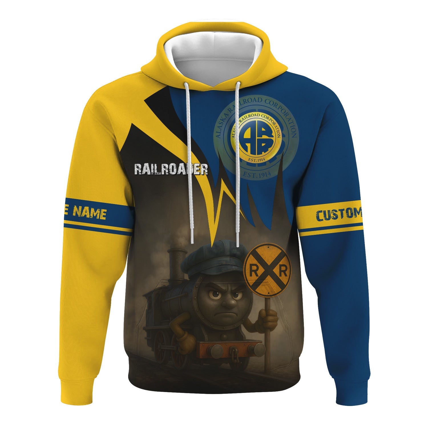 Railspirit Personalized Alaska Railroad Hoodie Angry Train Hoodie Gift Idea For Train Lover