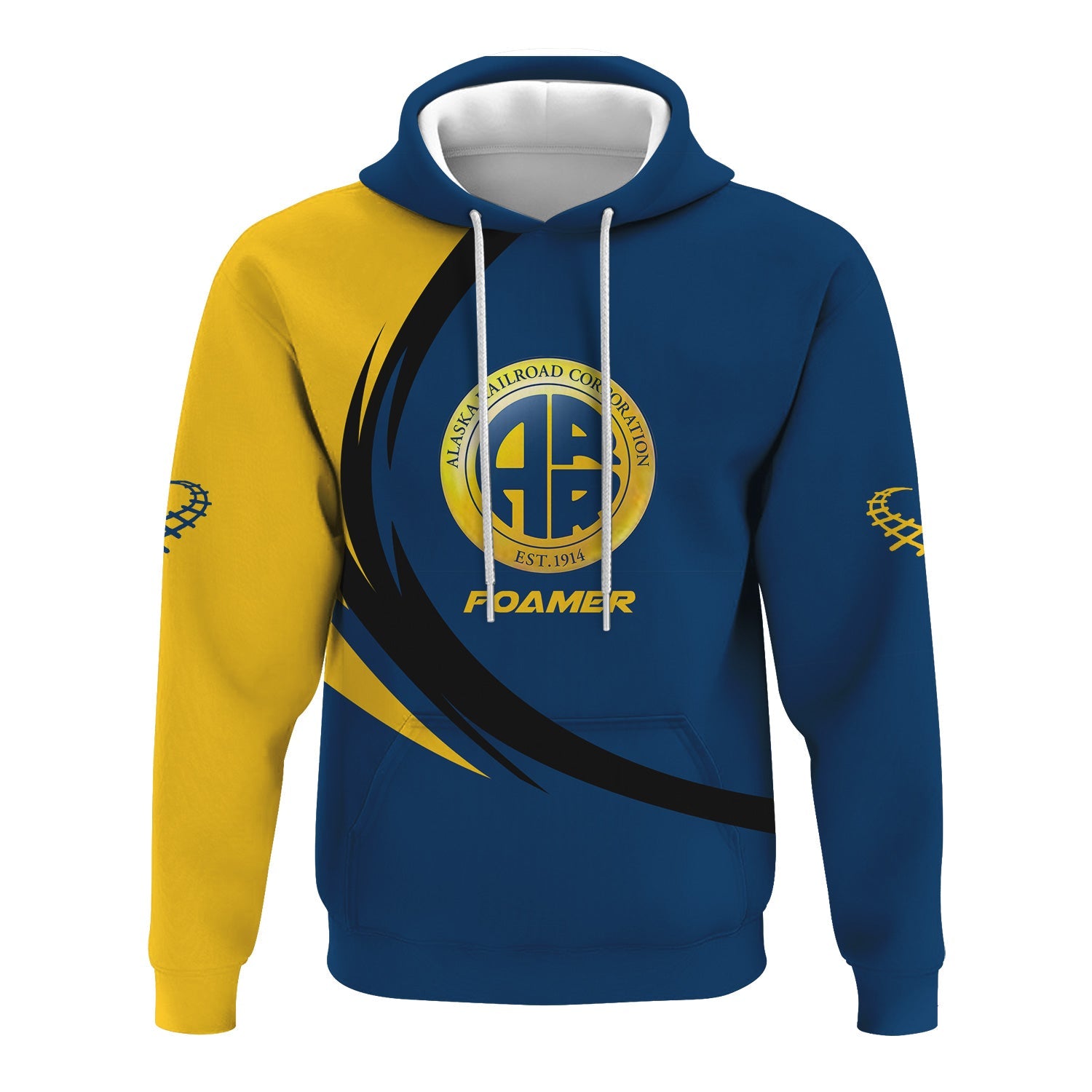 Railspirit Personalized Alaska Railroad Hoodie Unique Graphic Style Zip Up Hoodie For Train Enthusiasts