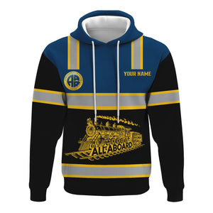 Railspirit Custom Name Alaska Railroad Hoodie Eat Train Sleep Repeat Printed Train Zip Hoodie