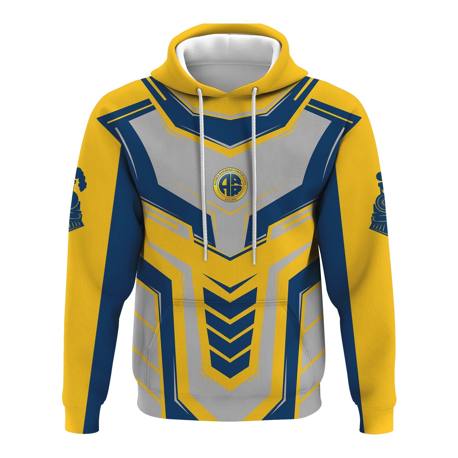Railspirit Personalized Alaska Railroad Hoodie Armor-Inspired Design Train Zip Up Hoodie All Over Print