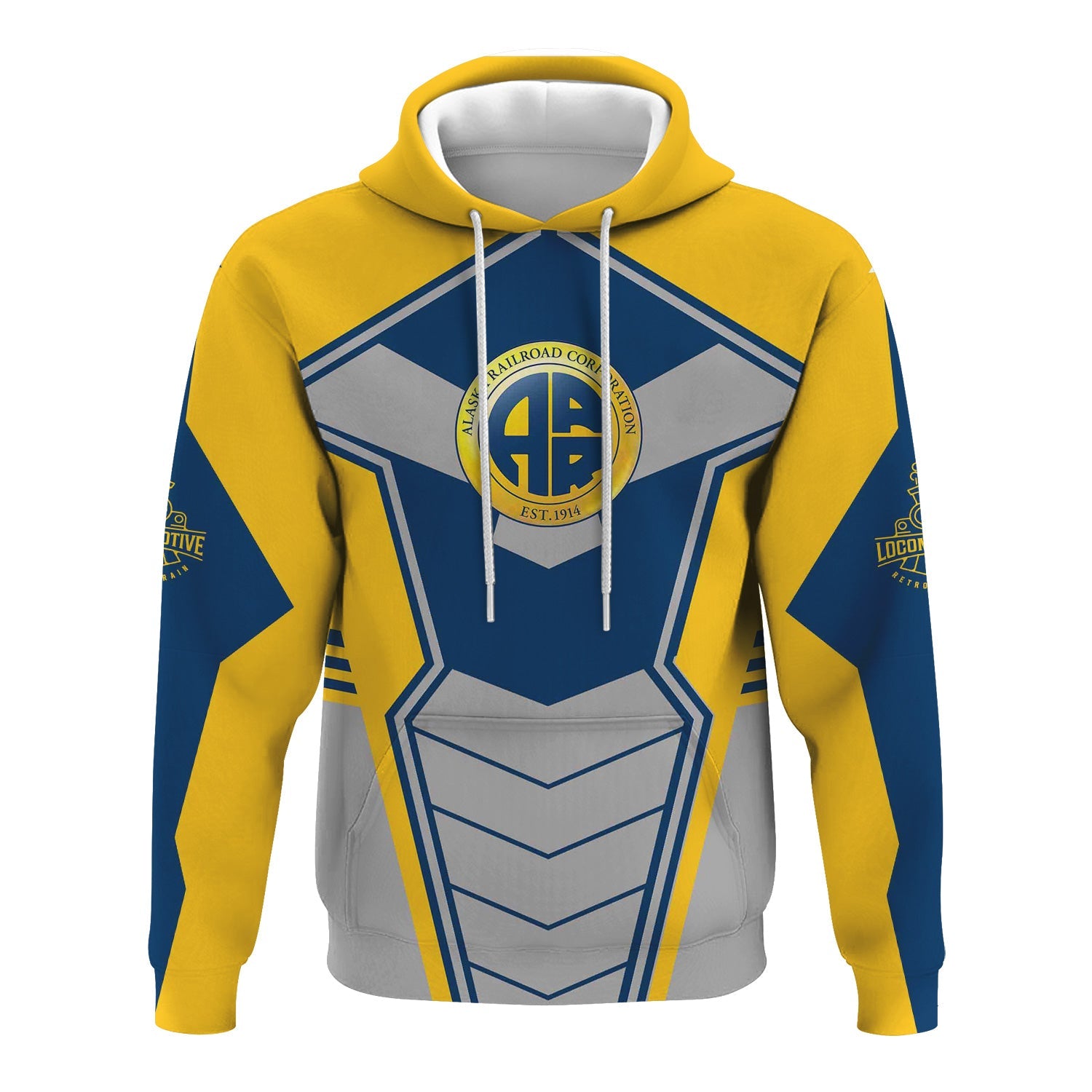 Railspirit Personalized Alaska Railroad Hoodie Engine-Inspired Style Train Zip Up Hoodie for Railroad Fanatic