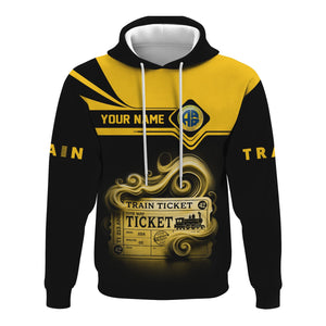 Railspirit Custom Name Alaska Railroad Hoodie American Train Ticket Printed Zip Hoodie
