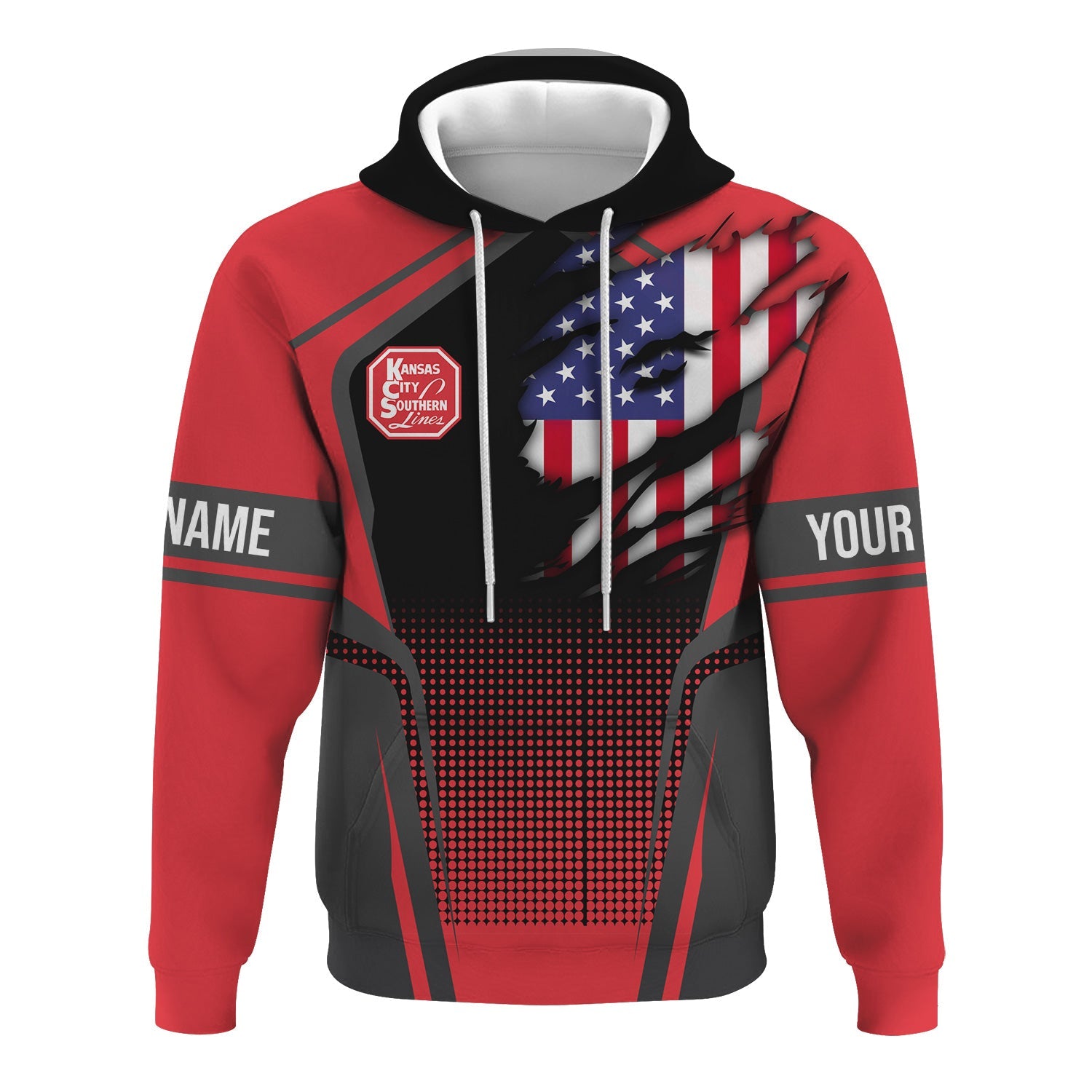 Railspirit Personalized Kansas City Southern Hoodie American Eagle Vintage Train Zip Up Hoodie