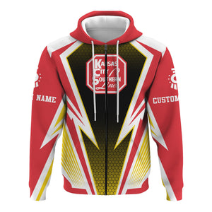 Railspirit Personalized Kansas City Southern Hoodie Lightning Graphic Style Zip Up Hoodie Gift Idea For Train Lover