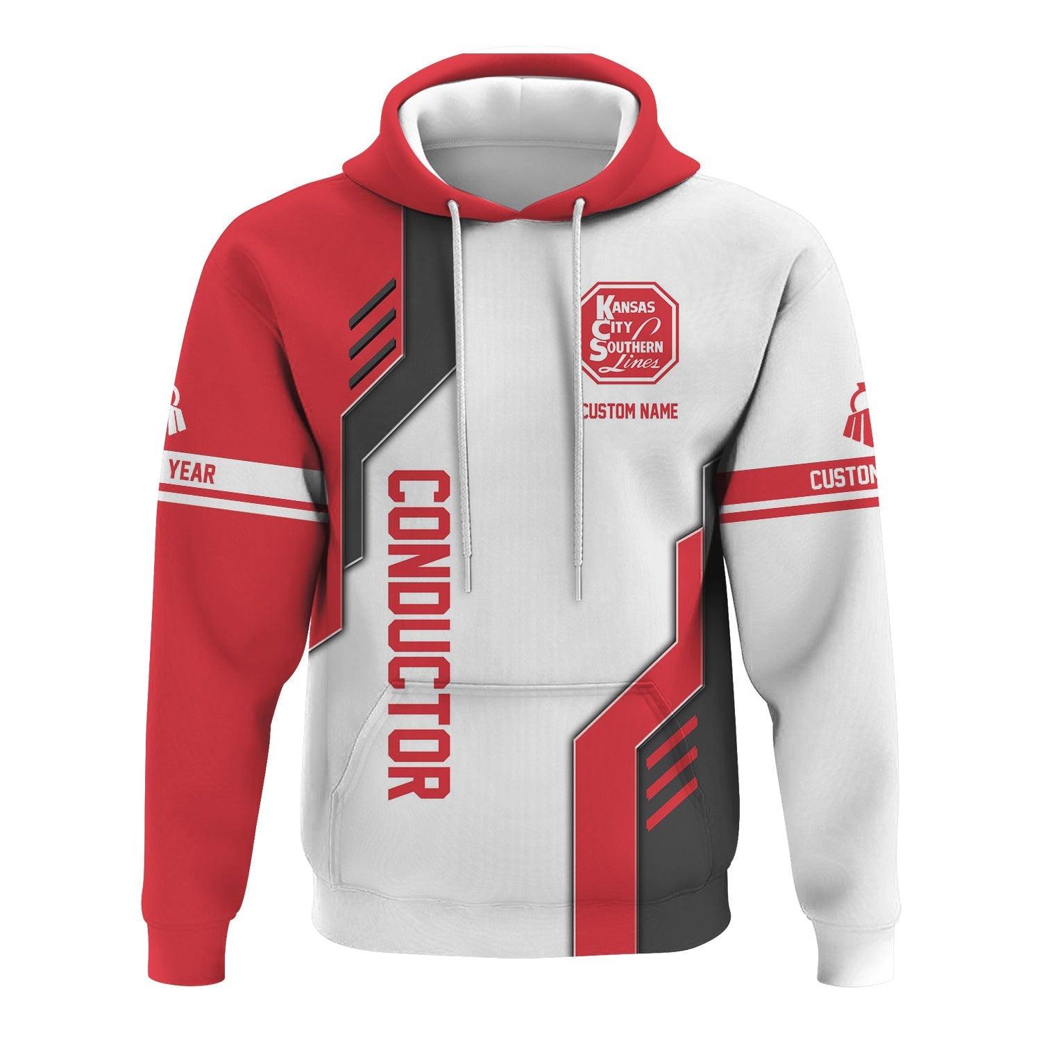 Railspirit Personalized Kansas City Southern Hoodie Unique Railway Style with Custom Job Train Zip Up Hoodie