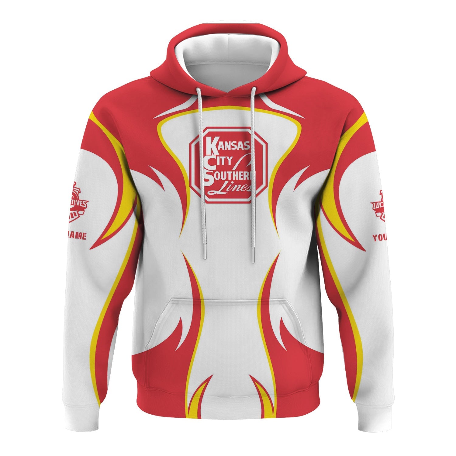 Railspirit Personalized Kansas City Southern Hoodie Distinctive Flame Style Zip Up Hoodie For Steam Engine Addict