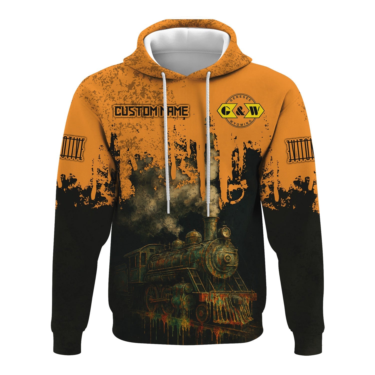 Railspirit Personalized Genesee & Wyoming Inc. Railroad Hoodie Vintage Train Art Style Zip Up Hoodie For Locomotive Fans