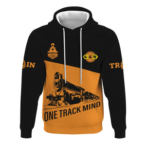 Railspirit Custom Name Genesee & Wyoming Inc. Railroad Hoodie One Track Mind Printed Zip Hoodie