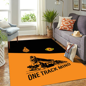 Railspirit Personalized Genesee & Wyoming Inc. Railroad Area Rug One Track Mind Train Rug Gift Idea For Train Lover
