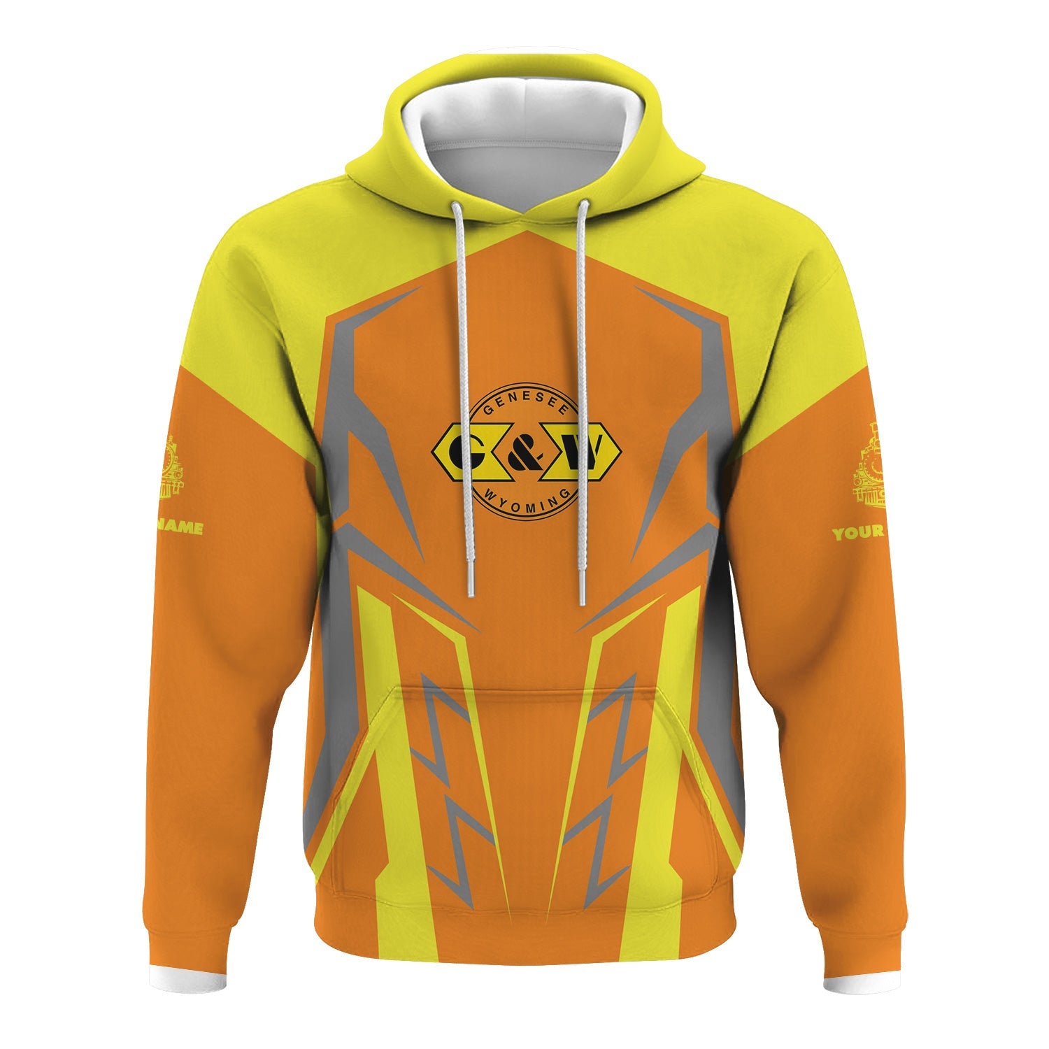 Railspirit Personalized Genesee & Wyoming Inc. Railroad Hoodie Futuristic Design with Custom Job Train Zip Up Hoodie