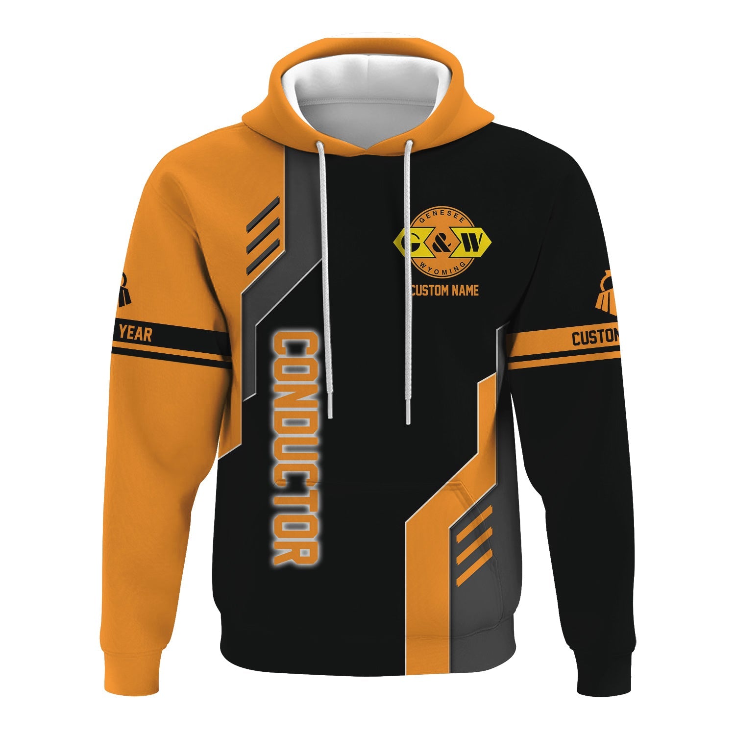 Railspirit Personalized Genesee & Wyoming Inc. Railroad Hoodie Unique Railway Style with Custom Job Train Zip Up Hoodie