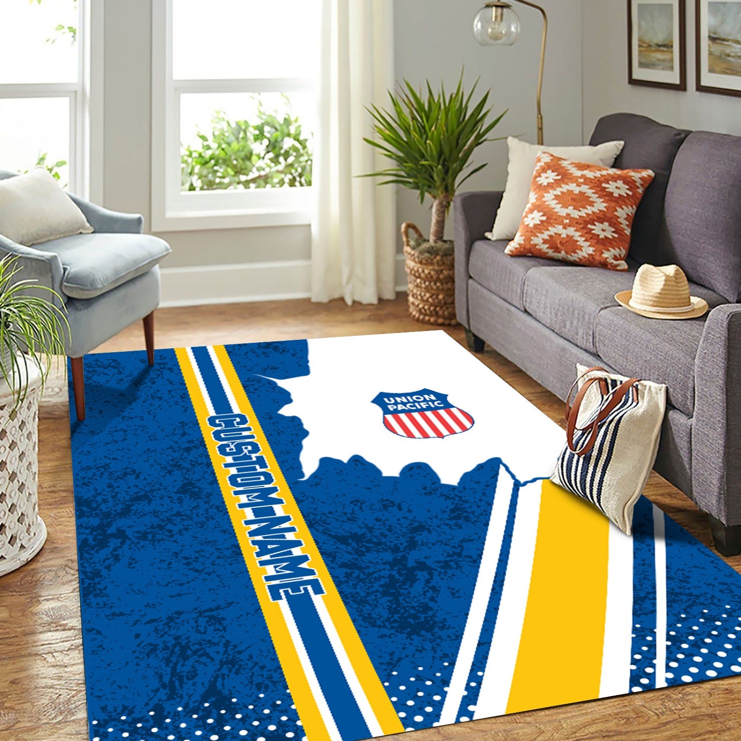 Railspirit Personalized Union Pacific Railroad Area Rug Vintage Big Boy All Over Printed Rug