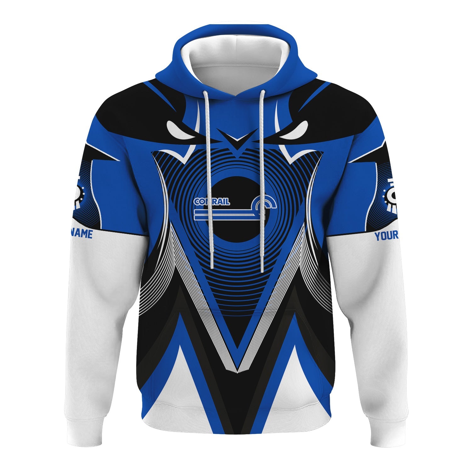 Railspirit Personalized Conrail Railroad Hoodie Vibrant Graphic Pattern Zip Up Hoodie For Train Enthusiasts