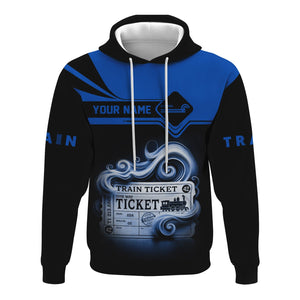 Railspirit Custom Name Conrail Railroad Hoodie American Train Ticket Printed Zip Hoodie