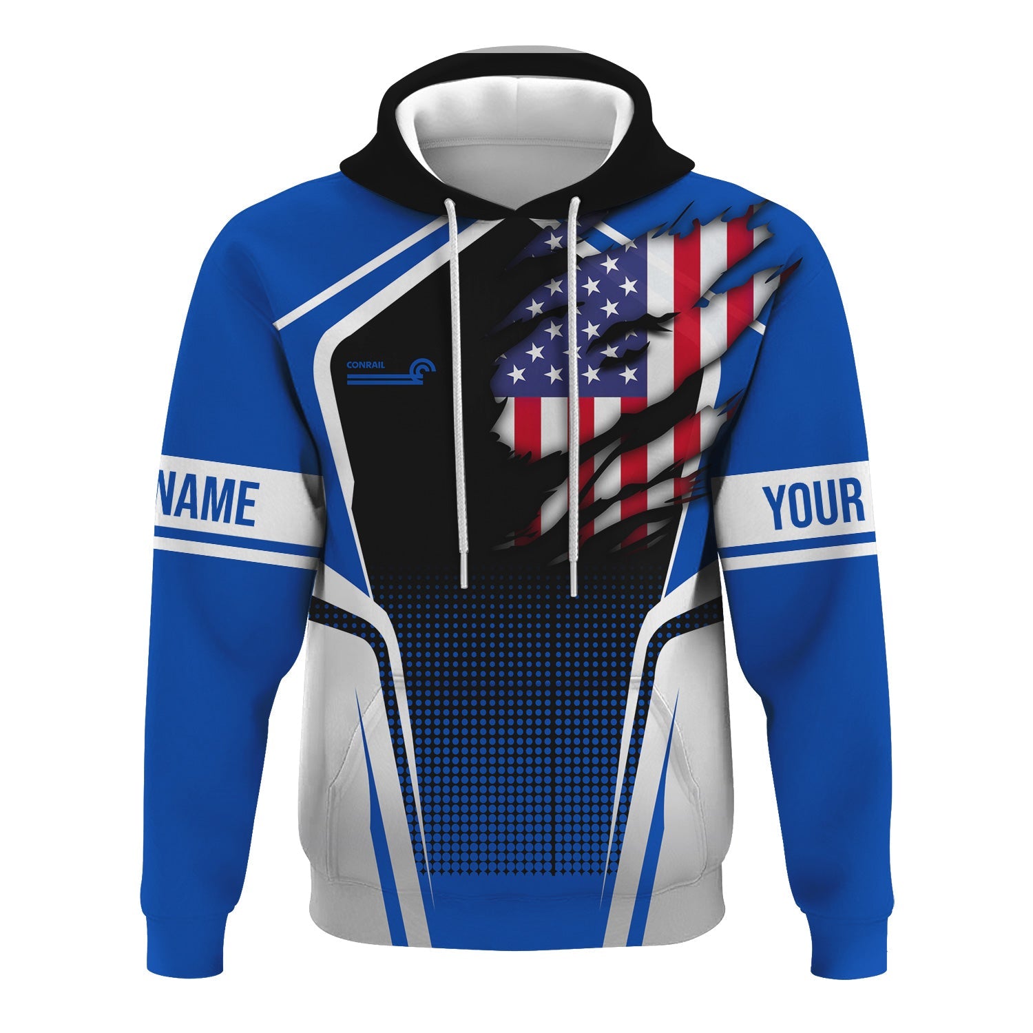 Railspirit Personalized Conrail Railroad Hoodie American Eagle Vintage Train Zip Up Hoodie