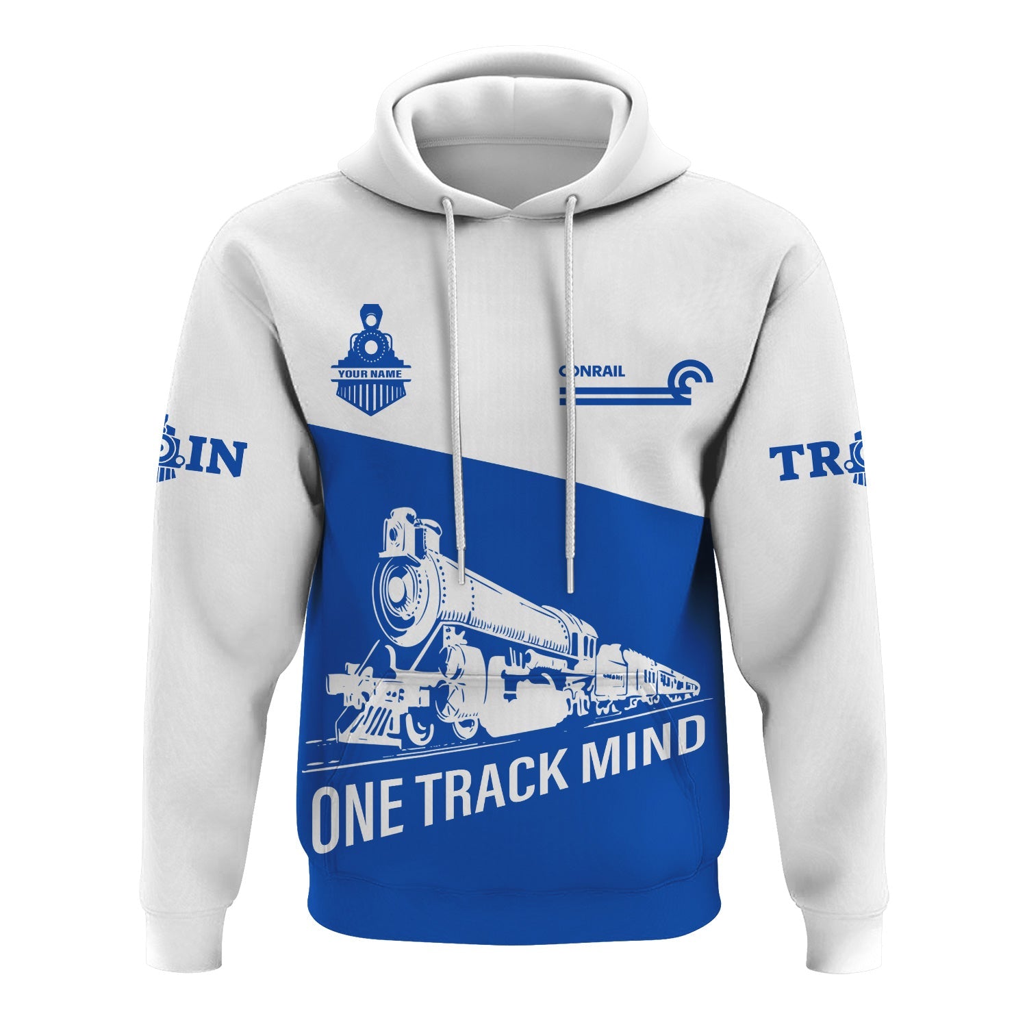 Railspirit Custom Name Conrail Railroad Hoodie One Track Mind Printed Zip Hoodie