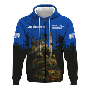 Railspirit Personalized Conrail Railroad Hoodie Vintage Train Art Style Zip Up Hoodie For Locomotive Fans