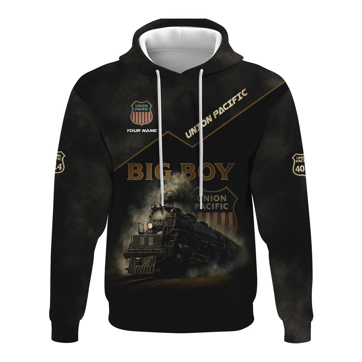 Railspirit Personalized Union Pacific Big Boy Train Hoodie Vintage Steam Locomotive Zip Up Hoodie for Train Enthusiasts