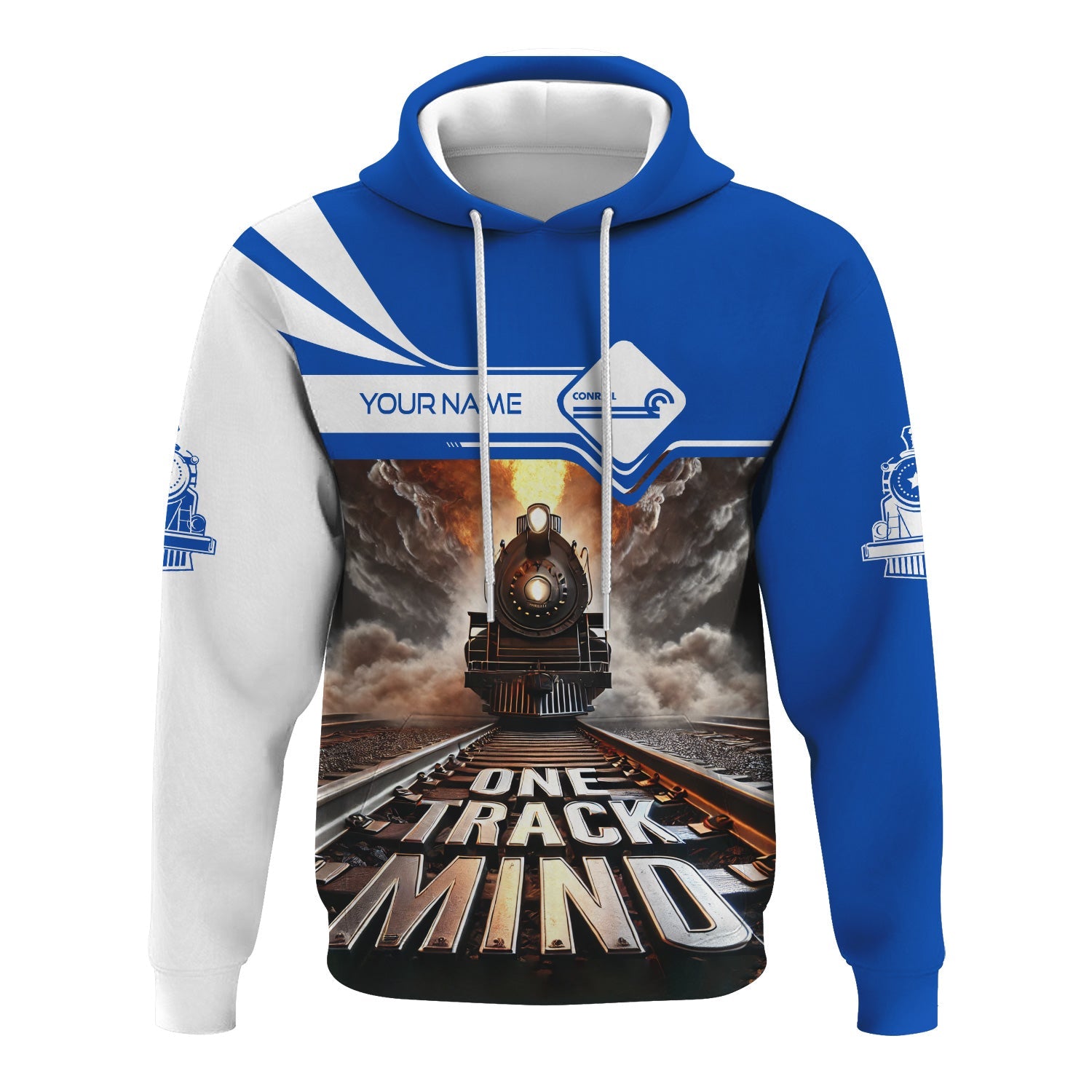 Railspirit Personalized Conrail Railroad Hoodie One Track Mind Train Printed ZIp Up Hoodie