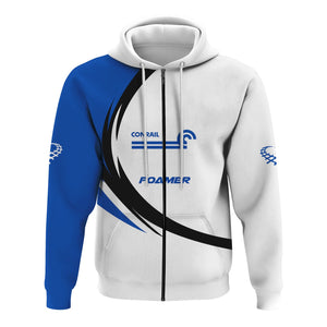 Railspirit Personalized Conrail Railroad Hoodie Unique Graphic Style Zip Up Hoodie For Train Enthusiasts