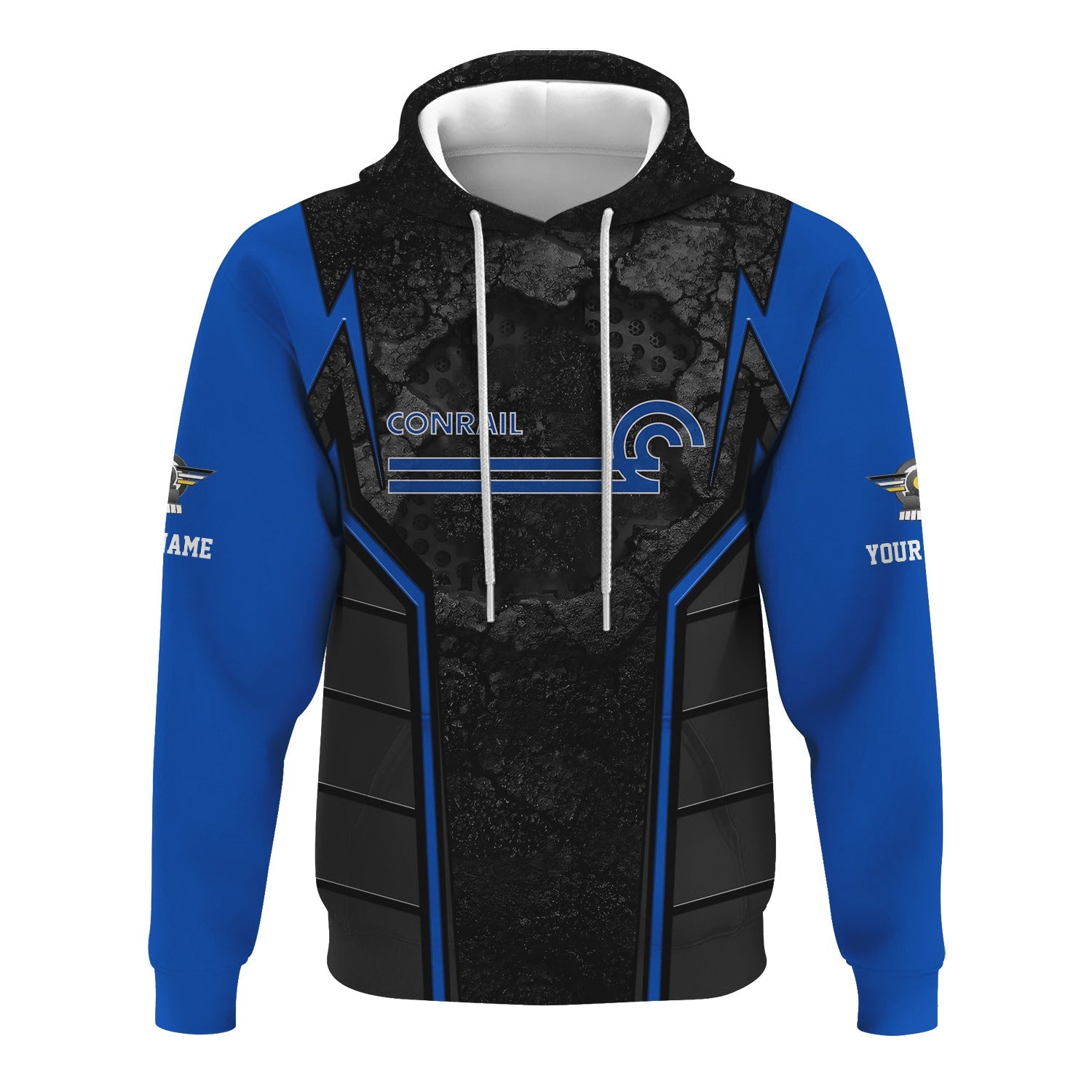 Railspirit Personalized Conrail Railroad Hoodie Cracked Metal Design Train Zip Up Hoodie for Rail Enthusiasts