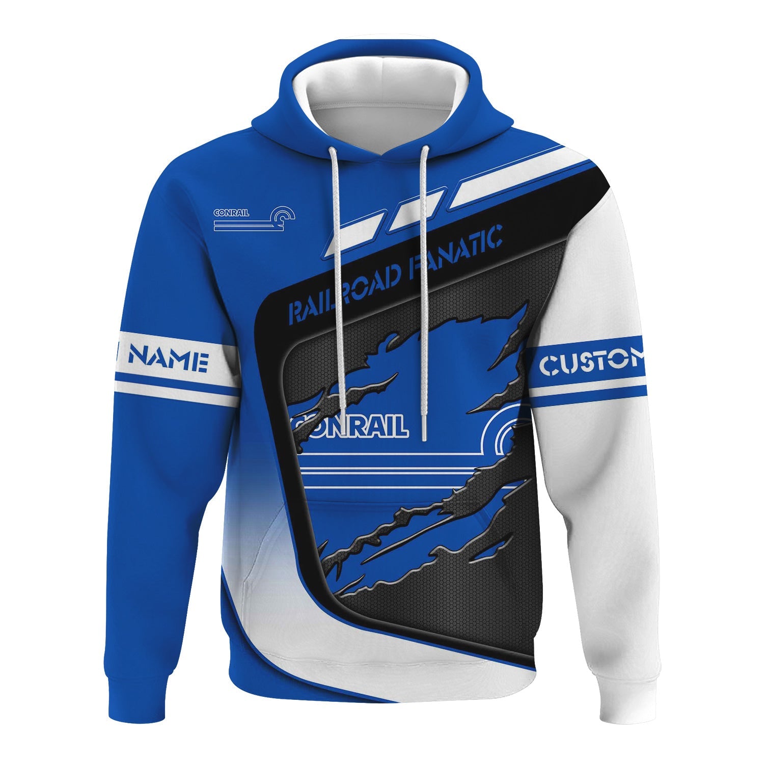 Railspirit Personalized Conrail Railroad Hoodie Ripped Texture Style Train Zip Up Hoodie For Railroad Fanatic