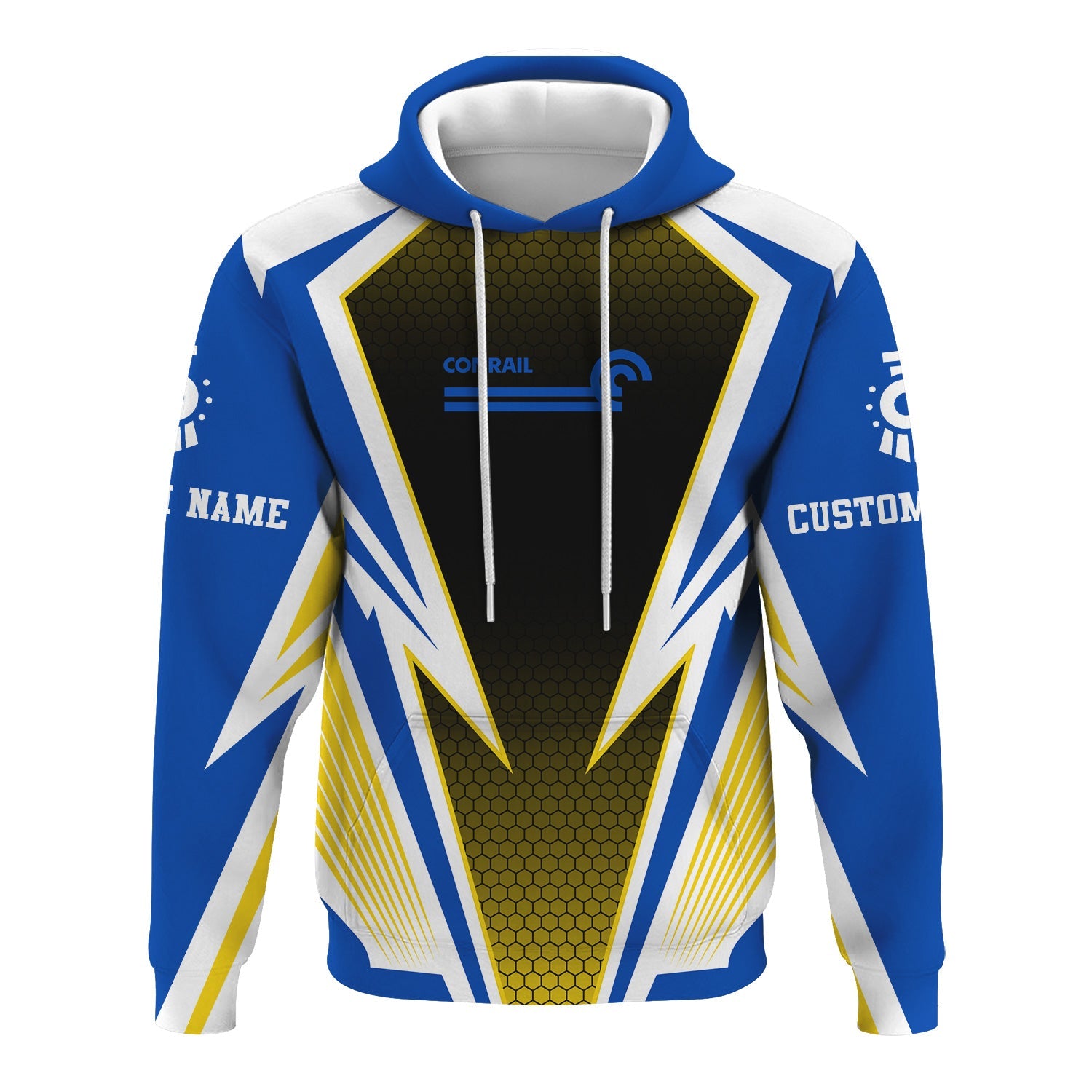 Railspirit Personalized Conrail Railroad Hoodie Lightning Graphic Style Zip Up Hoodie Gift Idea For Train Lover