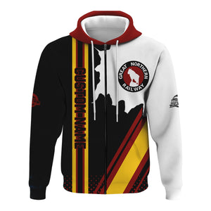 Railspirit Personalized Great Northern Railway Hoodie GNR All Over Printed Unisex Zip Up Hoodie