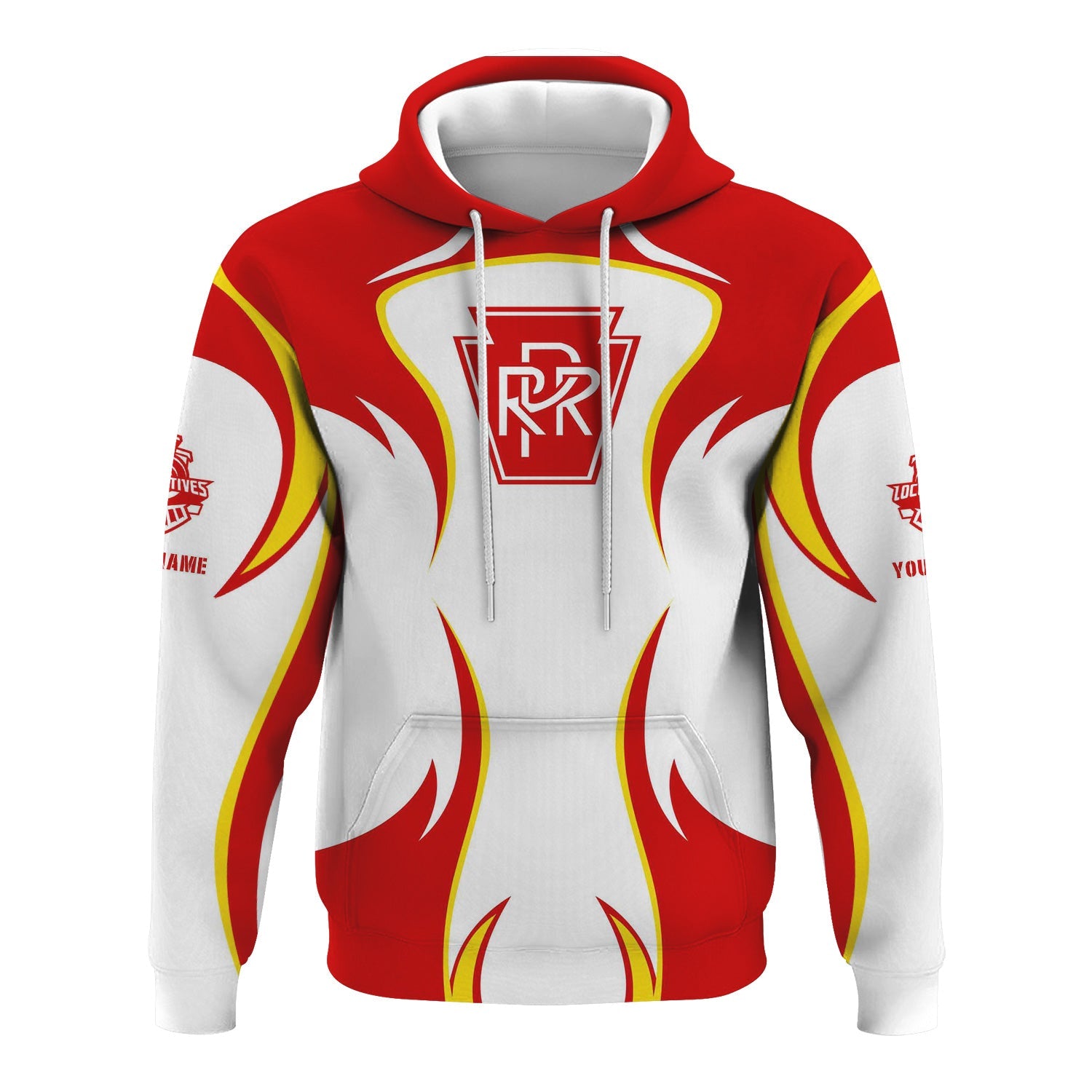Railspirit Personalized Pennsylvania Railroad Hoodie Distinctive Flame Style Zip Up Hoodie For Steam Engine Addict