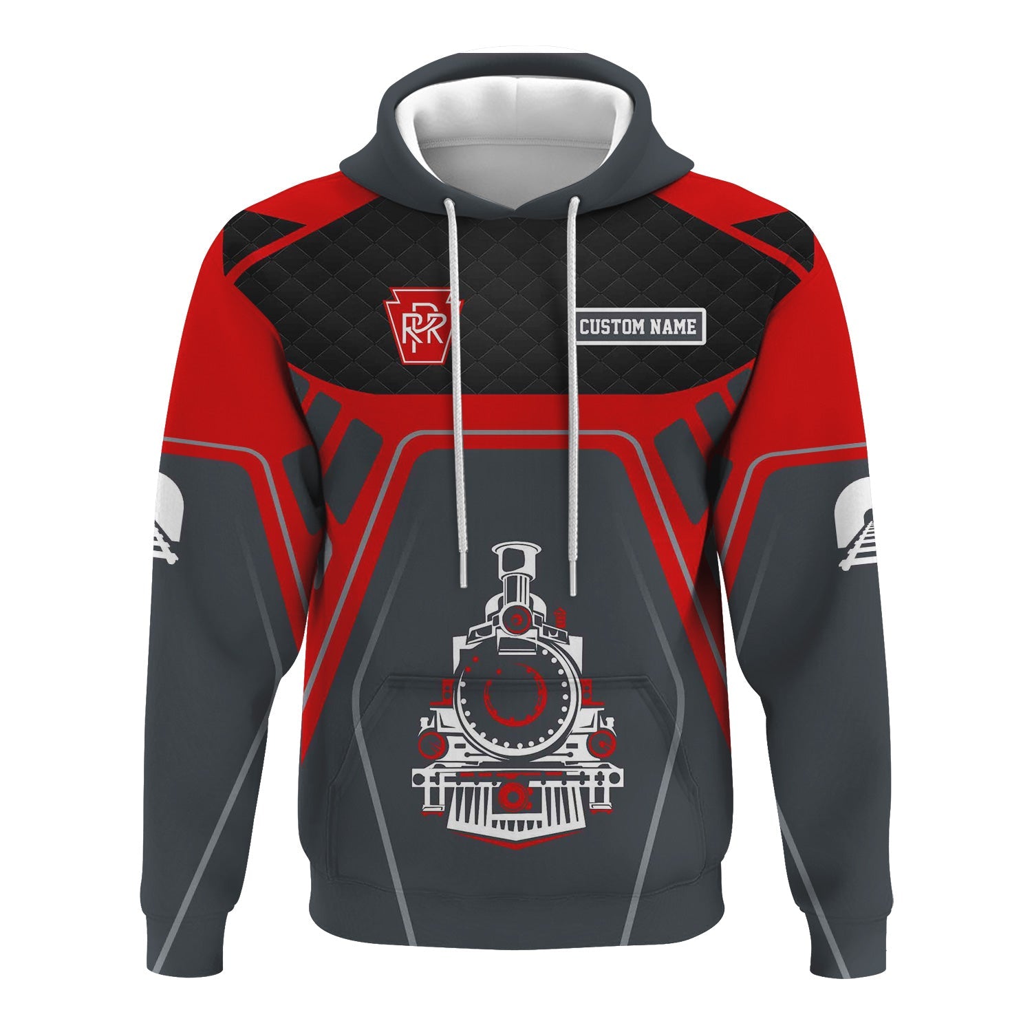 Railspirit Personalized Pennsylvania Railroad Hoodie Steam Locomotive Engine Graphic Train Zip Up Hoodie All Over Print