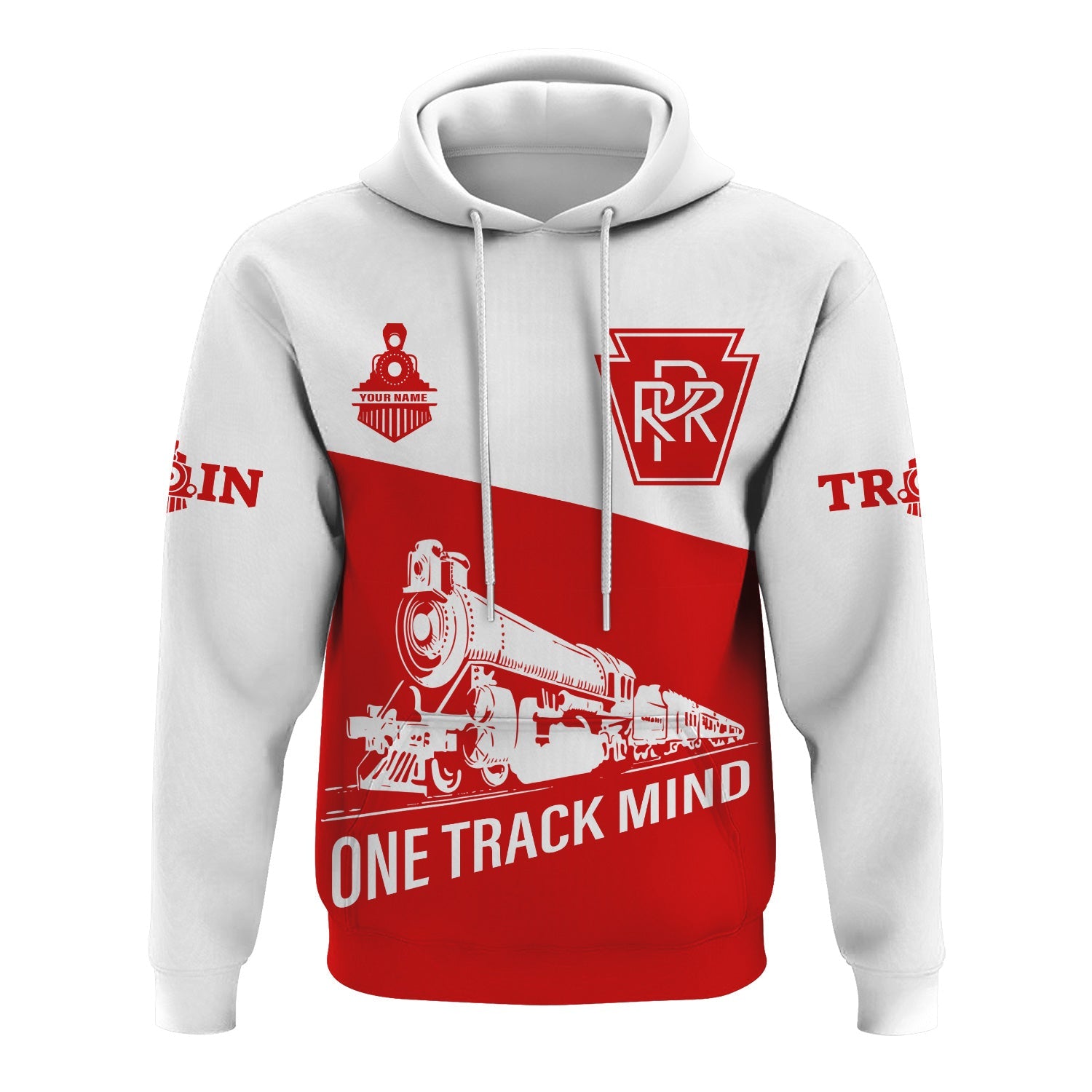 Railspirit Custom Name Pennsylvania Railroad Hoodie One Track Mind Printed Zip Hoodie
