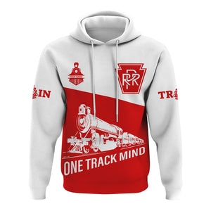 Railspirit Custom Name Pennsylvania Railroad Hoodie One Track Mind Printed Zip Hoodie