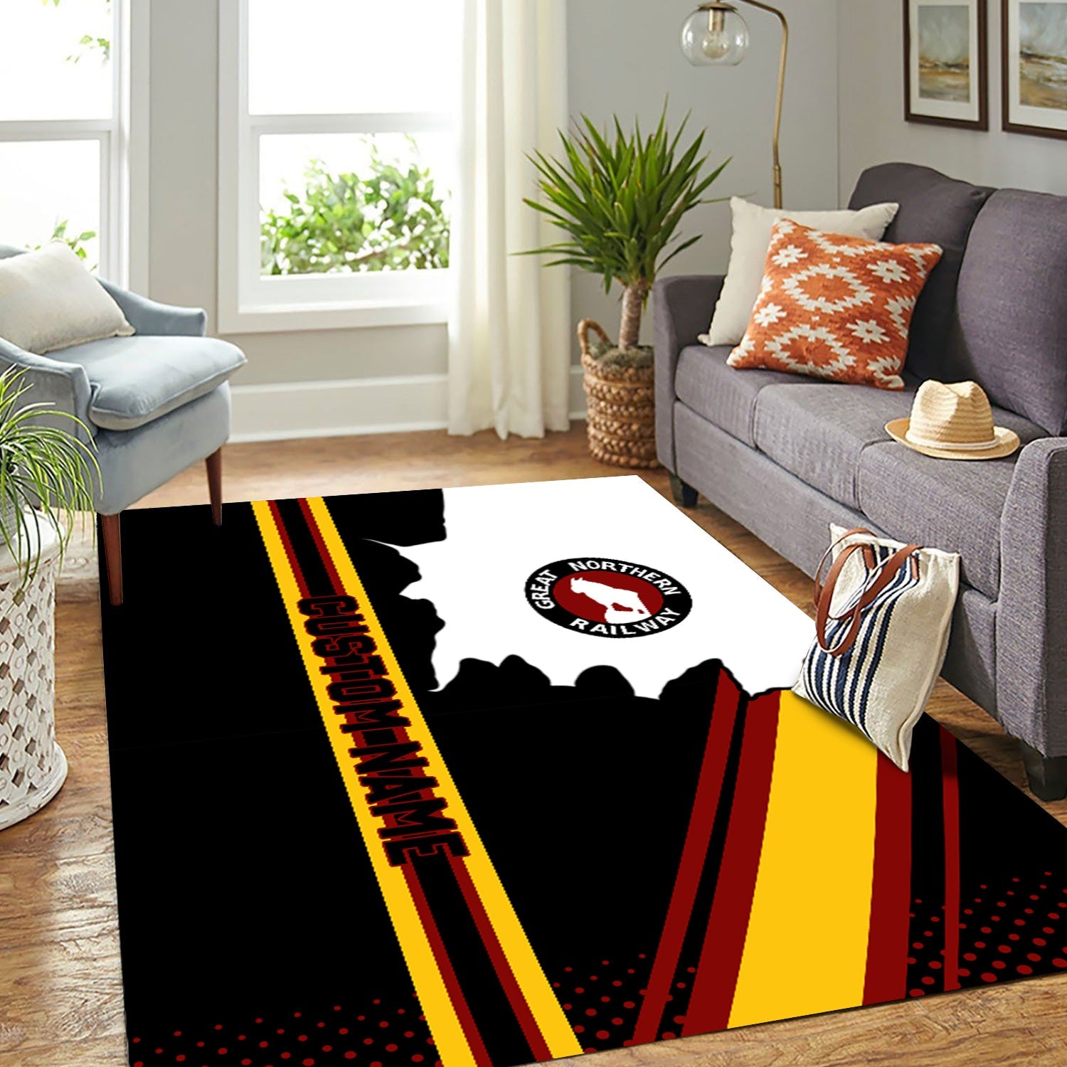 Railspirit Personalized Great Northern Railway Area Rug Vintage GNR All Over Printed Rug