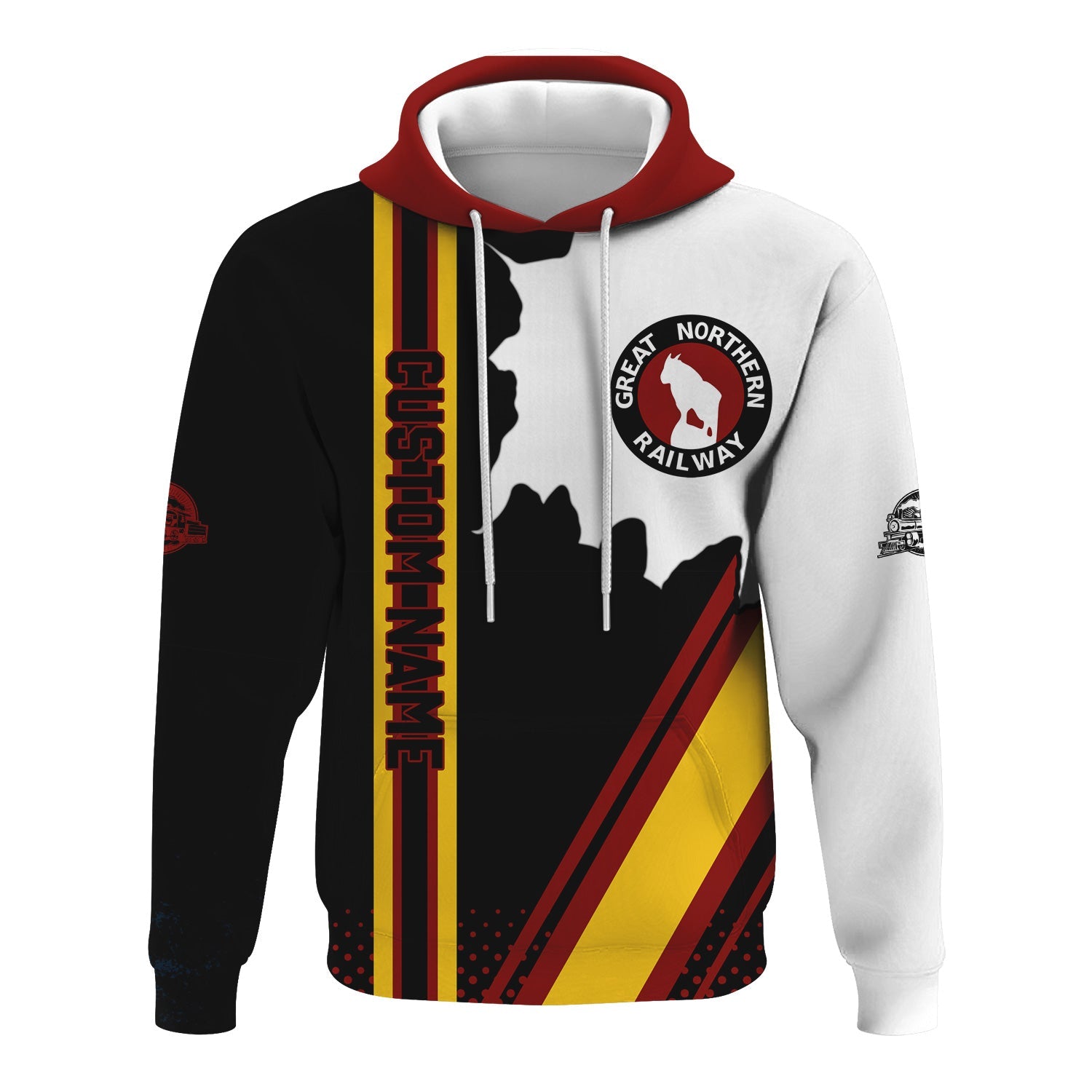 Railspirit Personalized Great Northern Railway Hoodie GNR All Over Printed Unisex Zip Up Hoodie