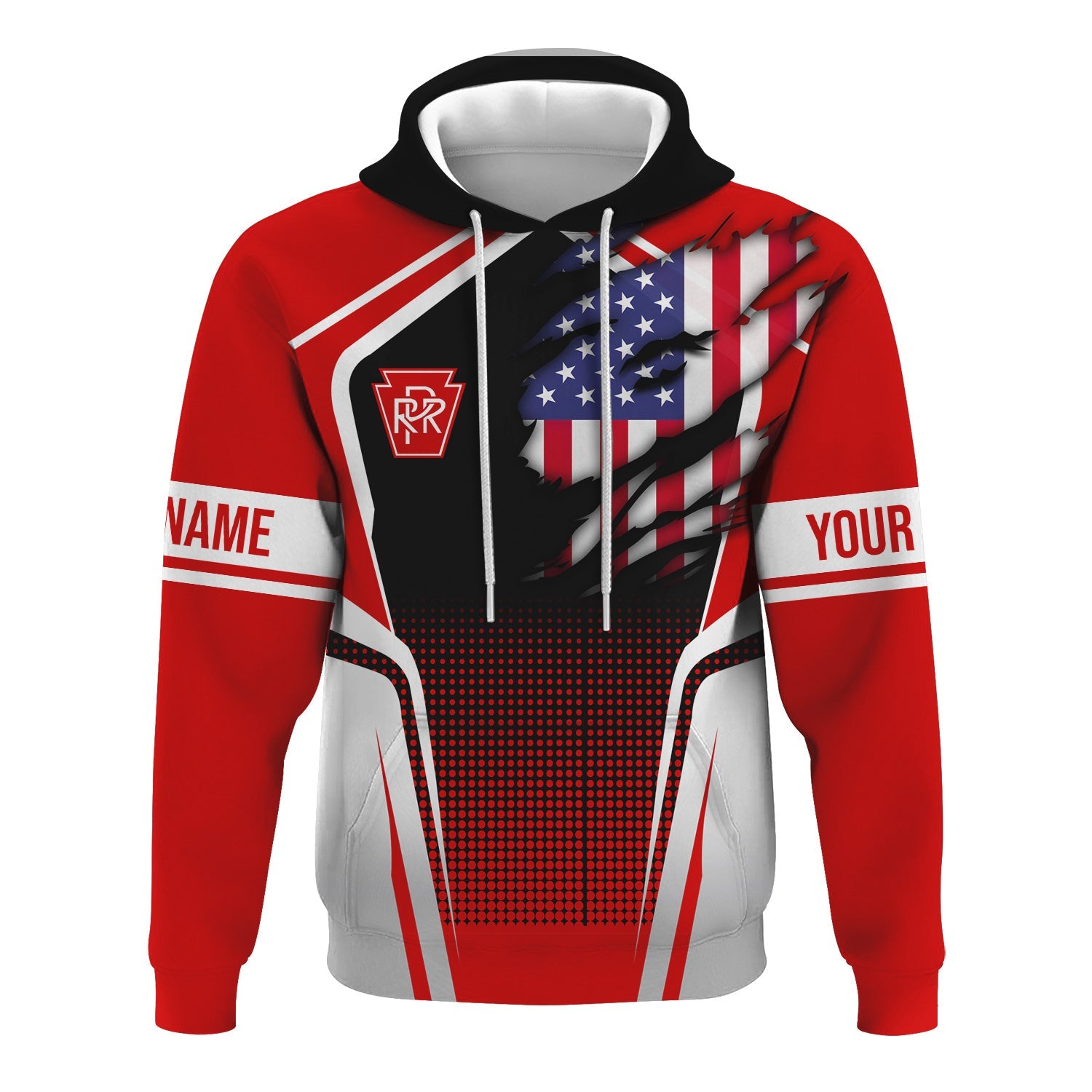 Railspirit Personalized Pennsylvania Railroad Hoodie American Eagle Vintage Train Zip Up Hoodie