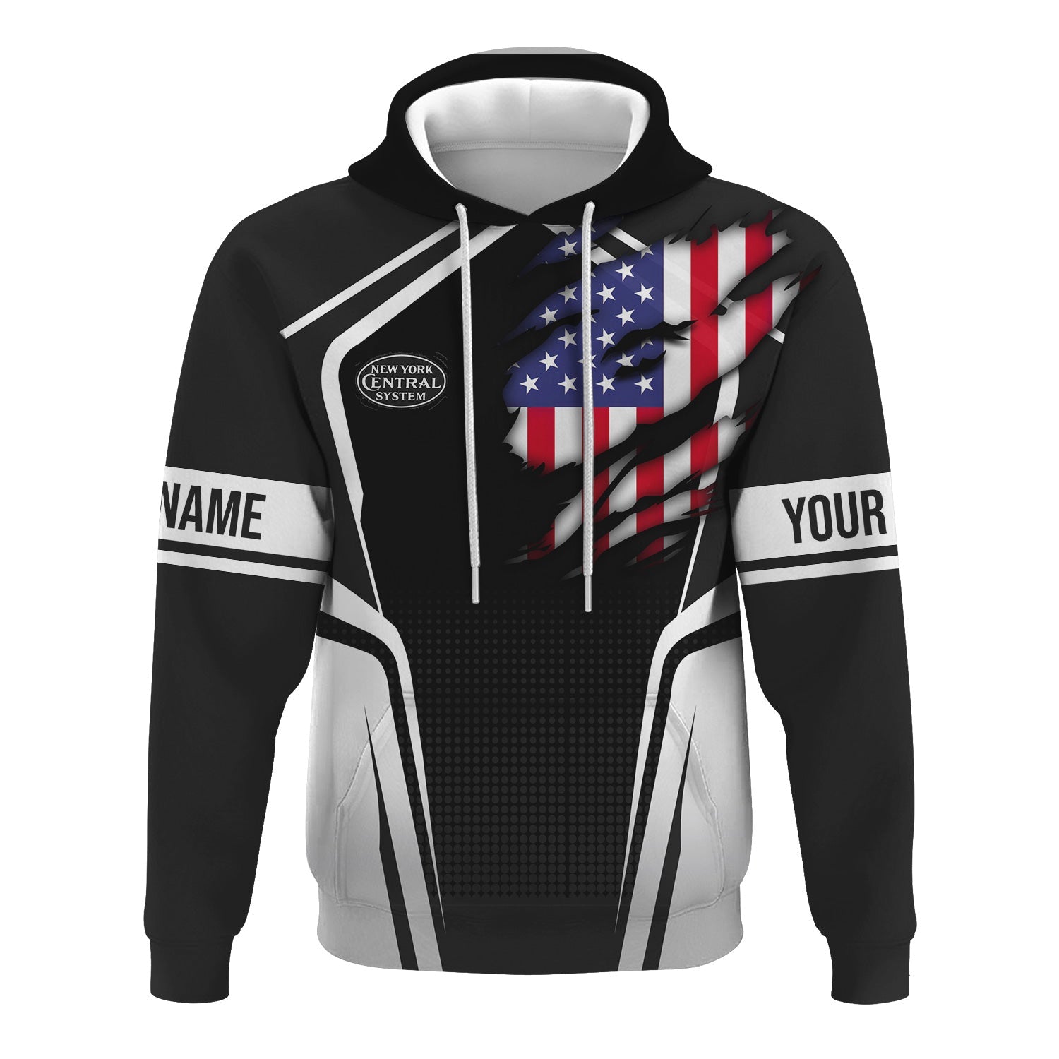 Railspirit Personalized New York Central Railroad Hoodie American Eagle Vintage Train Zip Up Hoodie