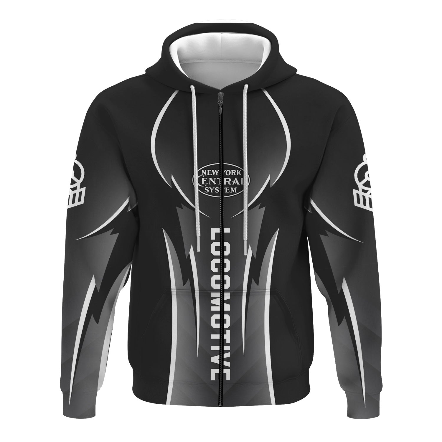 Railspirit Personalized New York Central Railroad Hoodie Striking Line Style Train Zip Up Hoodie For Locomotive Lovers