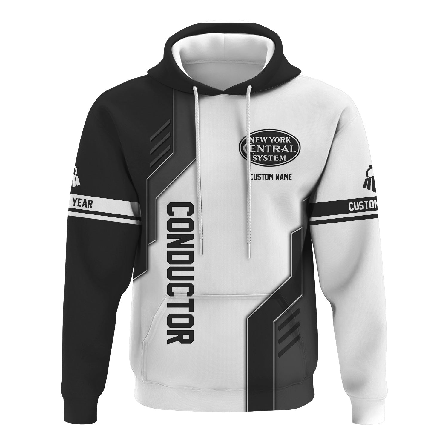 Railspirit Personalized New York Central Railroad Hoodie Unique Railway Style with Custom Job Train Zip Up Hoodie