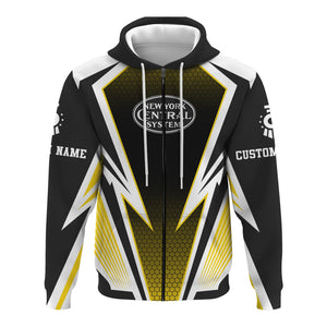 Railspirit Personalized New York Central Railroad Hoodie Lightning Graphic Style Zip Up Hoodie Gift Idea For Train Lover