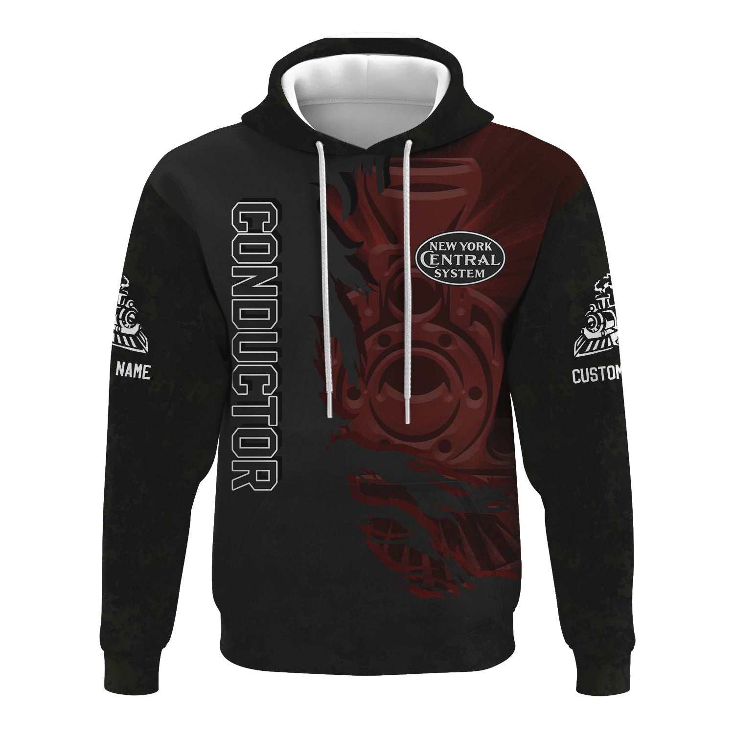 Railspirit Personalized New York Central Railroad Hoodie Blazing Style with Custom Position Train Zip Up Hoodie