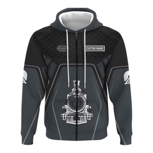 Railspirit Personalized New York Central Railroad Hoodie Steam Locomotive Engine Graphic Train Zip Up Hoodie All Over Print